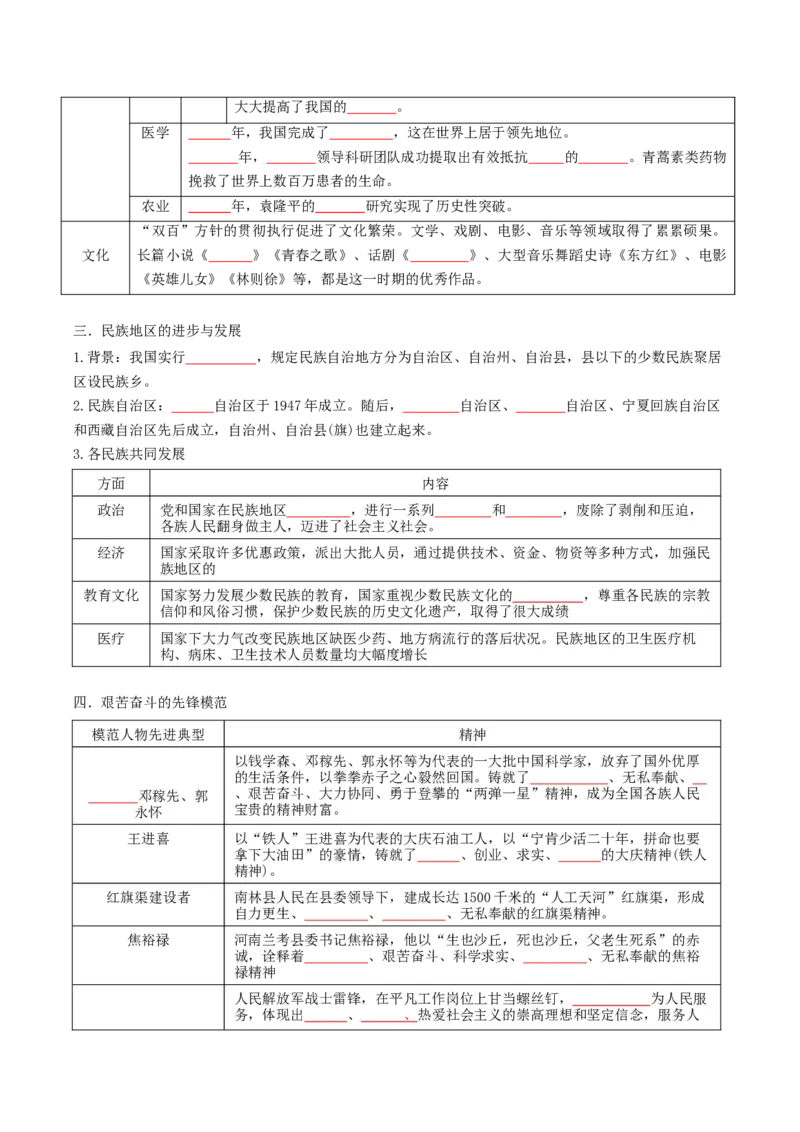 第6课社会主义建设的巨大成就和先锋模范（任务型导学案）（原卷版）_新八下历史_00、导学案更新中_新课标资料（看这里面）