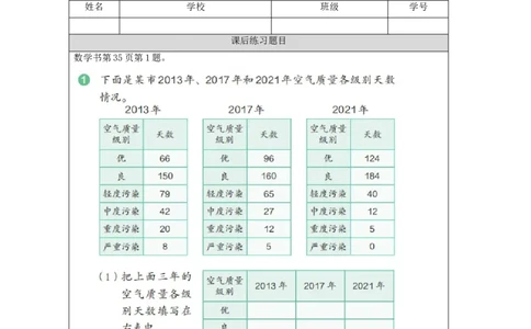 3.1复式统计表(例1)习题_26春人教版数学三下_19、赠送其它资料_新建文件夹_三年级数学下册（人教版）_教学设计_3年级下册（教案）新插图_第3单元复式统计表