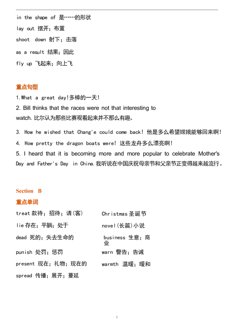 1_24秋《初中各科知识点梳理》_初中英语《知识梳理》7-9年级上下册_重点知识_人教版初中英语_上册_九上_U2