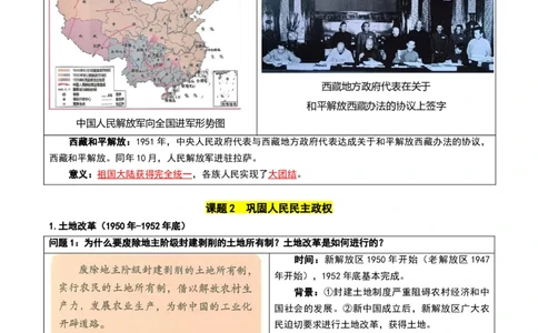 第一单元中华人民共和国成立和社会主义制度的建立（知识清单）历史新教材统编版八年级下册（答案版）_新八下历史_00、更新资料3月23日_新版_第一套_04.知识清单