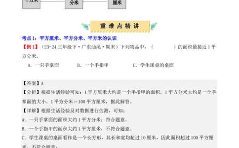 专题05：面积（复习讲义）-（人教版）（教师版）_26春人教版数学三下_19、赠送其它资料_新建文件夹_三年级数学下册（人教版）_期末总复习-K156