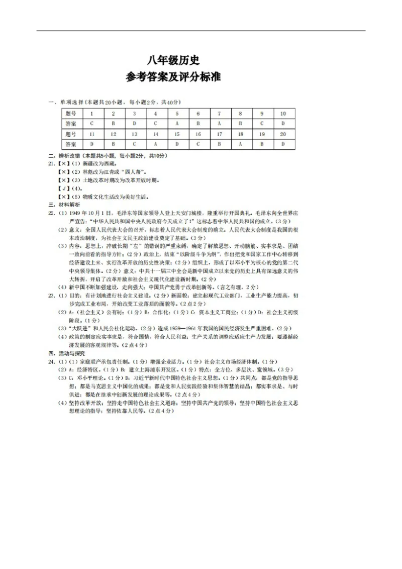 8历期中2025年安徽省合肥市新站区2024-2025学年下学期八年级历史期中考试试卷_新八下历史_13、月考真题试卷