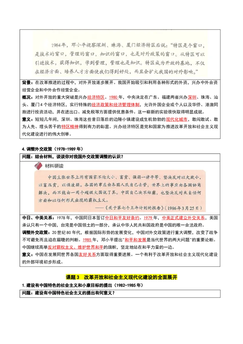第三单元改革开放与中国特色社会主义的开创（知识清单）（答案版）_新八下历史_00、更新资料3月23日_第二套(4)_知识总结_新课标资料（看这里面）
