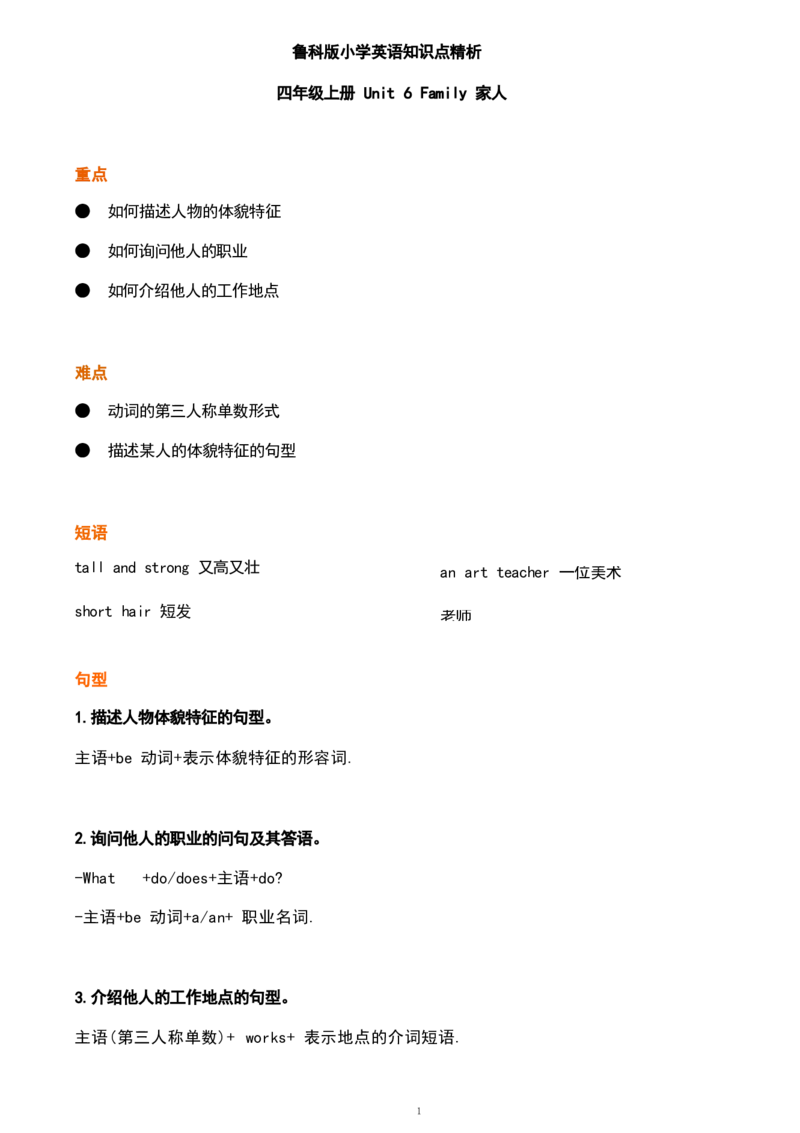 1_《小学各科知识点》_小学英语《知识梳理》3-6年级上下册_上册_鲁科版小学英语3-5年级上册重点知识_四上_U6