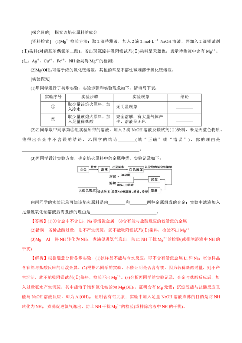 解密12实验化学（讲义）-高频考点解密2021年高考化学二轮复习讲义+分层训练（浙江专版）_05高考化学_新高考复习资料_2021新高考资料