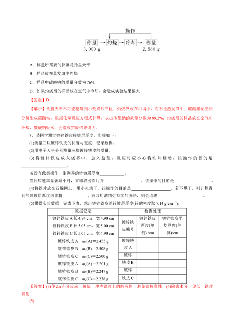 解密12实验化学（讲义）-高频考点解密2021年高考化学二轮复习讲义+分层训练（浙江专版）_05高考化学_新高考复习资料_2021新高考资料