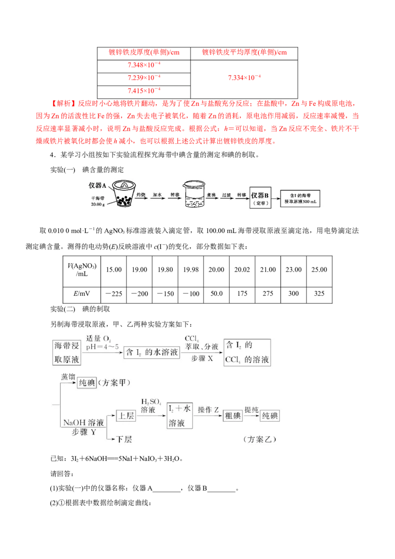 解密12实验化学（讲义）-高频考点解密2021年高考化学二轮复习讲义+分层训练（浙江专版）_05高考化学_新高考复习资料_2021新高考资料