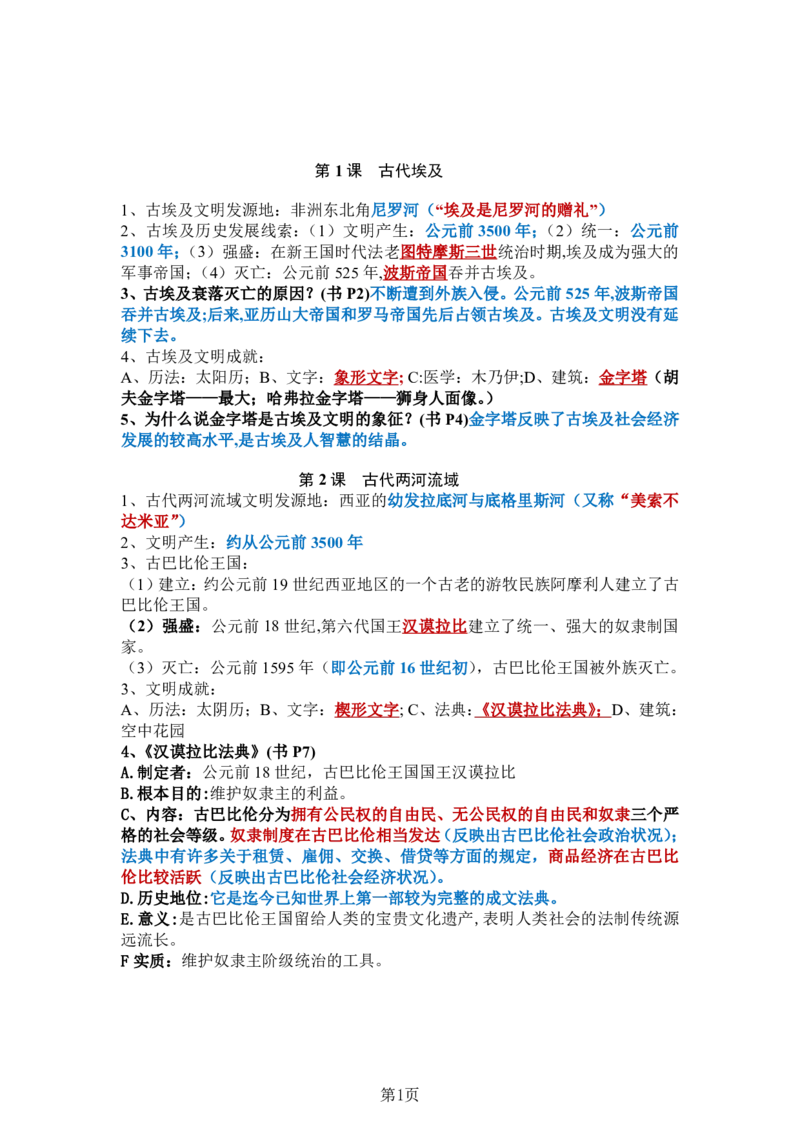 24年人教版九上历史知识点梳理＋专项归纳_24秋《初中各科知识点梳理》_2024秋《名师总结》知识点789年级全科_24秋《名师总结》知识点九年级全科