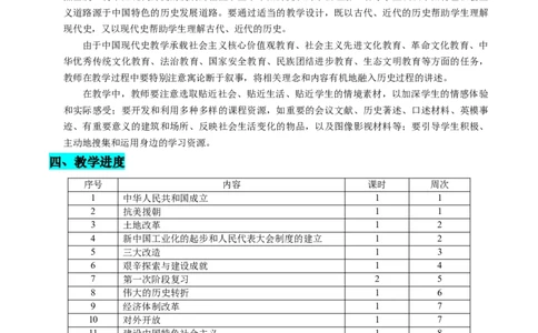八年级历史教学计划_新八下历史_00、更新资料3月23日_第二套(4)_教学计划