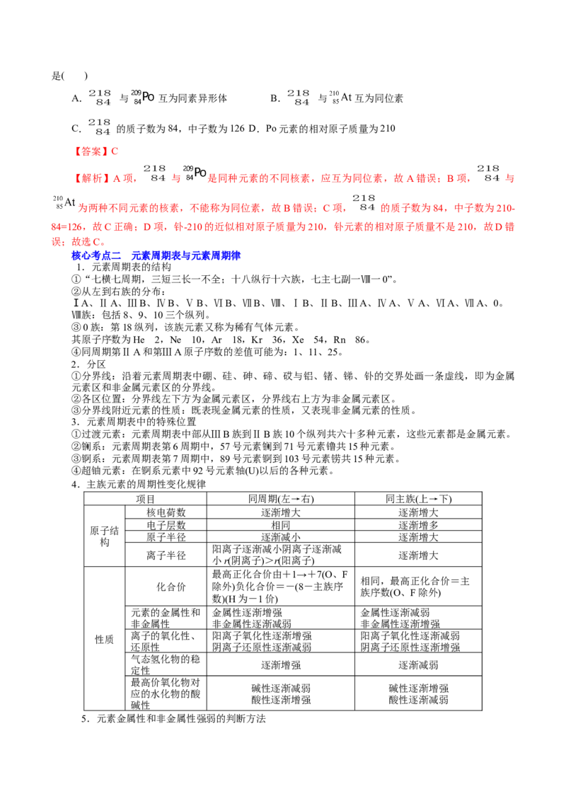 解密05物质结构元素周期律(讲义)-高频考点解密2021年高考化学二轮复习讲义+分层训练_05高考化学_新高考复习资料_2021新高考资料