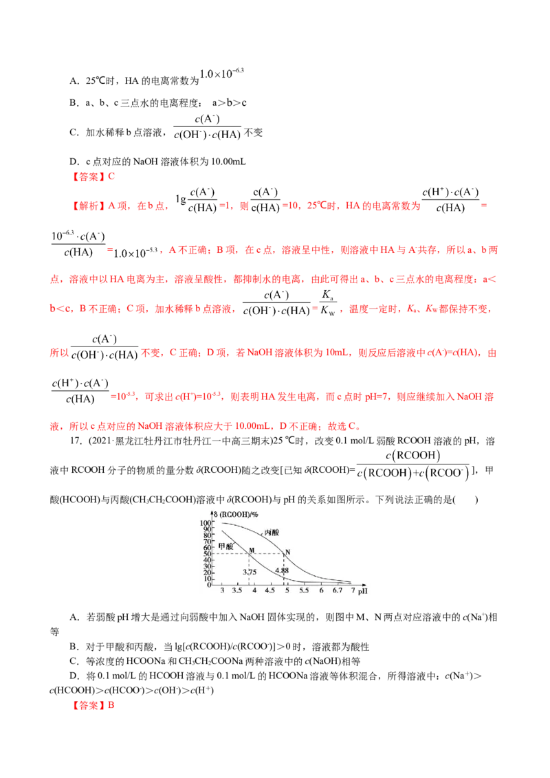 解密10水溶液中离子反应(集训)(解析版)_05高考化学_新高考复习资料_2021新高考资料_高频考点解密2021年高考化学二轮复习讲义+分层训练4.7更新