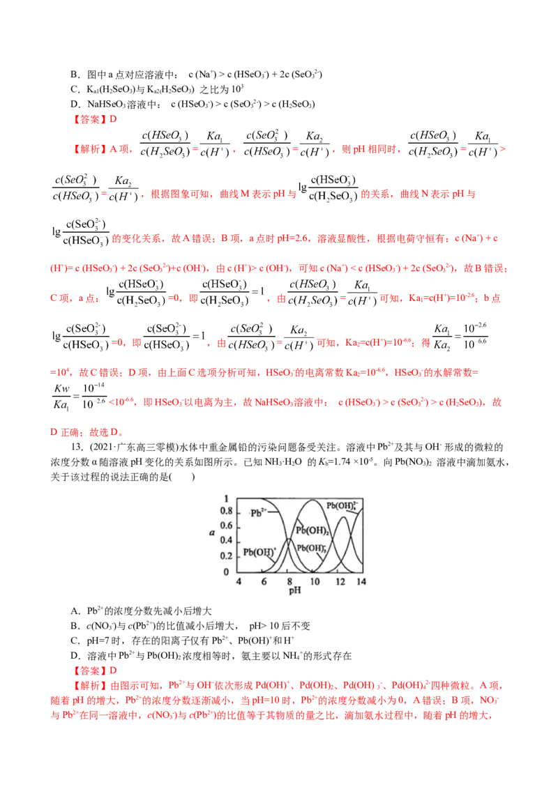 解密10水溶液中离子反应(集训)(解析版)_05高考化学_新高考复习资料_2021新高考资料_高频考点解密2021年高考化学二轮复习讲义+分层训练4.7更新