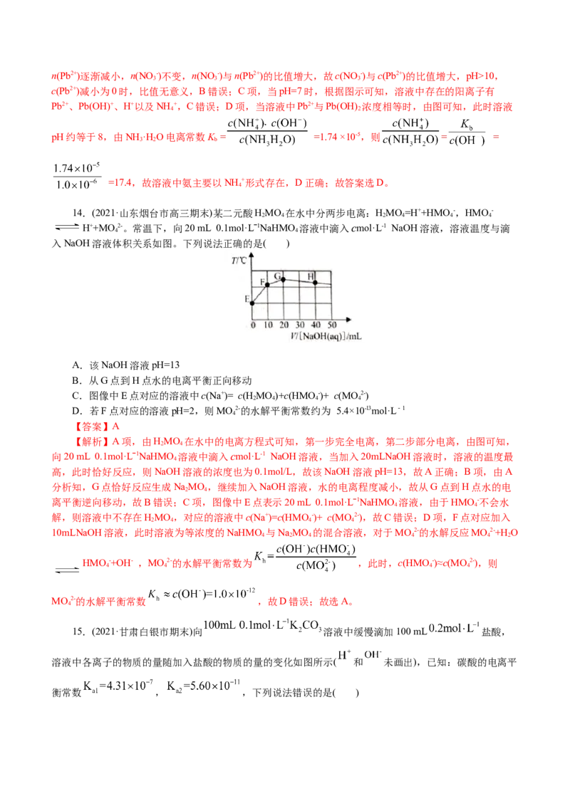解密10水溶液中离子反应(集训)(解析版)_05高考化学_新高考复习资料_2021新高考资料_高频考点解密2021年高考化学二轮复习讲义+分层训练4.7更新