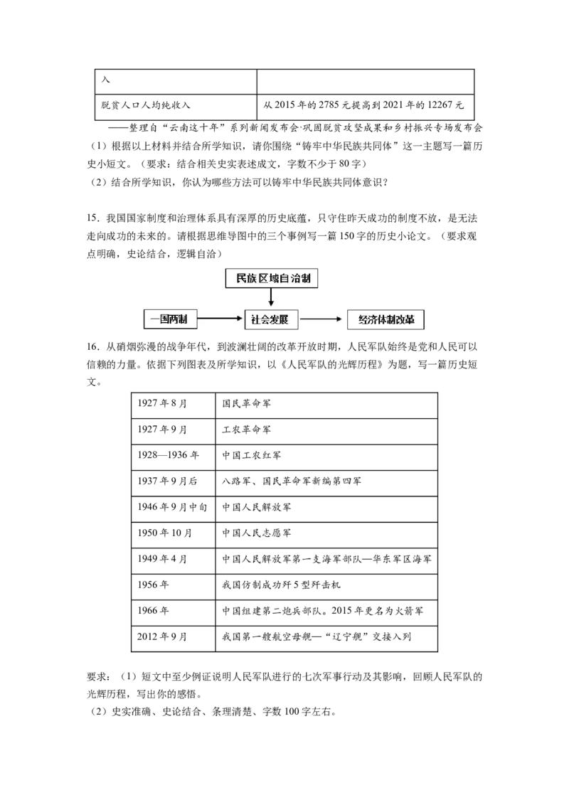 专题训练05++历史小论文（解题指导+典例剖析+20题精练）-2023-2024学年八年级历史下册期末满分冲刺复习攻略_新八下历史_19、赠送其它资料_旧版_12复习课件8下历史