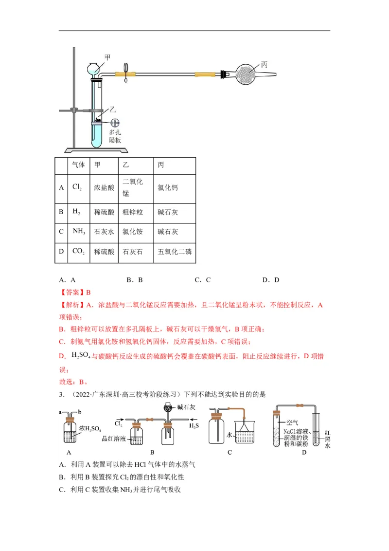 解密15实验方案的设计与评价（分层训练）（解析版）_05高考化学_通用版（老高考）复习资料_2023年复习资料_二轮复习