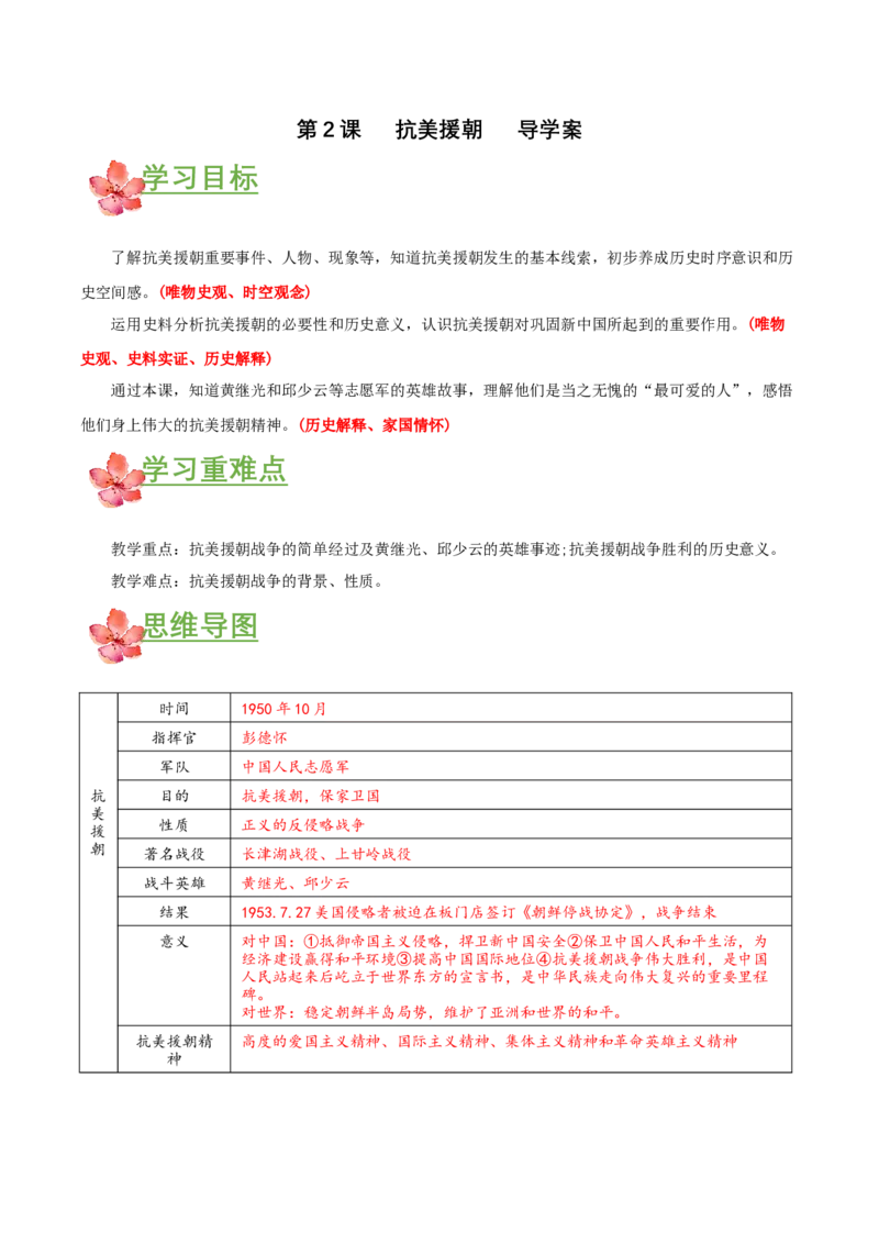 第2课抗美援朝（导学案）-（部编版）_新八下历史_00、更新资料3月23日_第二套(4)_导学案