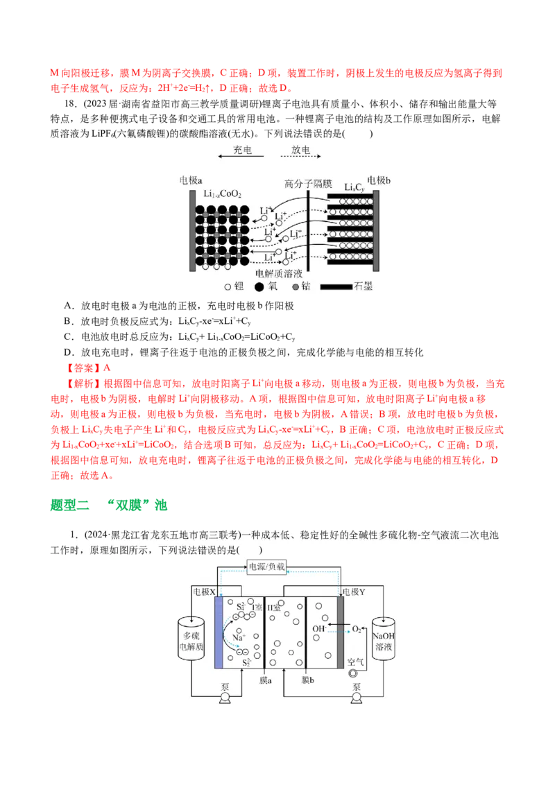 重难点突破离子交换膜的分析与应用(解析版)_05高考化学_2024年新高考资料_2.2024二轮复习_2024年高考化学二轮复习讲练测（新教材新高考）
