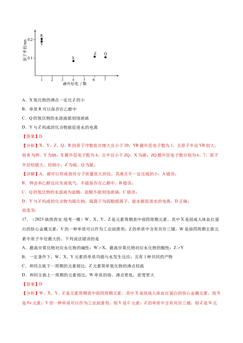 考点巩固卷05物质结构元素周期律&nbsp;-2024年高考化学一轮复习考点通关卷（新高考通用）（解析版）_05高考化学_2024年新高考资料_1.2024一轮复习