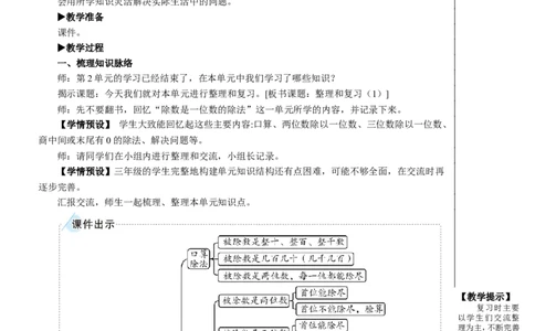 整理和复习（1）教案_26春人教版数学三下_00、更新资料3月18日_教学设计(3)_教案_教案2+导学案人教三下数学_教案_2除数是一位数的除法