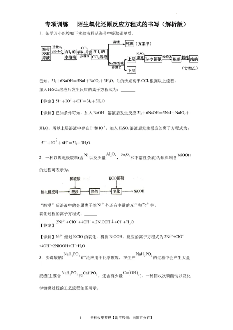陌生氧化还原反应方程式的书写（解析版）_05高考化学_新高考复习资料_2024年新高考资料_一轮复习资料_2024届高三化学一轮复习&mdash;专项训练