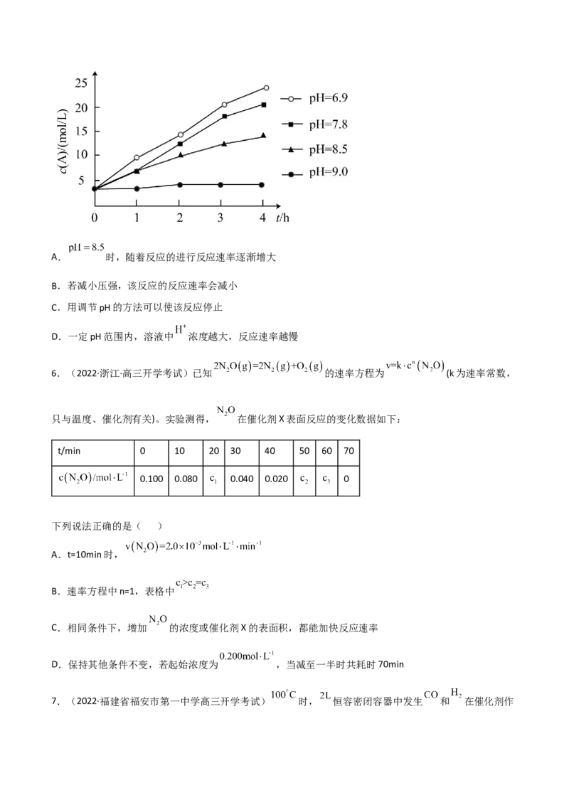 高频考点26化学反应速率及影响素-2023年高考化学二轮复习高频考点51练（原卷版）_05高考化学_新高考复习资料_2023年新高考资料_二轮复习_2023年高考化学二轮复习高频考点51练292724123