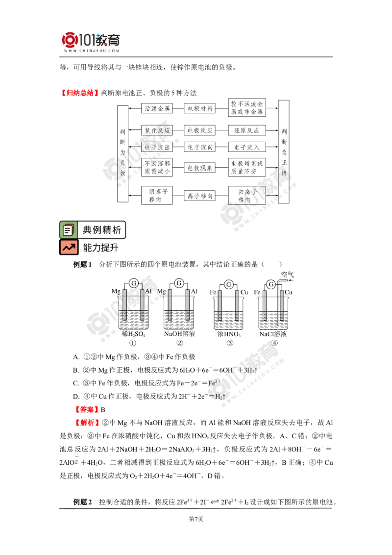 选择性必修1第四章第一节原电池_新人教版高二化学选修一、二、三_新人教版高中化学选择性必修第一册_高二化学（选择性必修第一册）学案练习