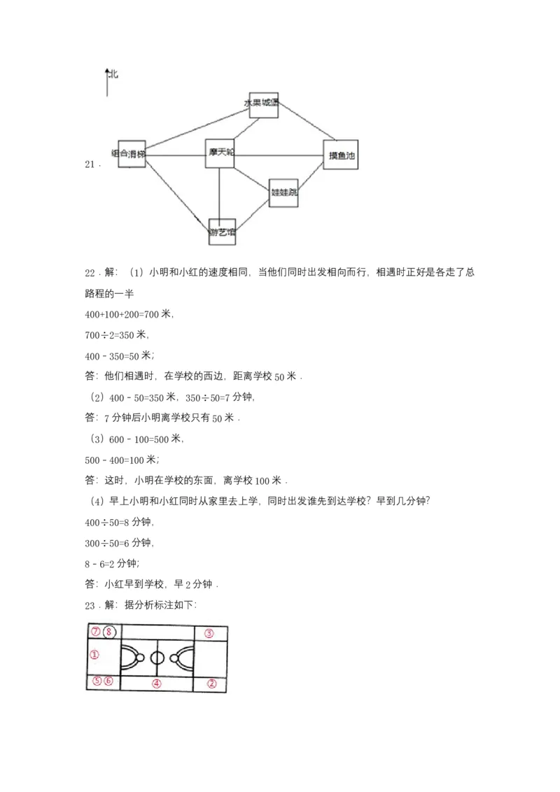分层训练三年级下册数学单元测试-第一单元位置与方向（一）（培优卷）人教版（含答案）_26春人教版数学三下_00、更新资料3月18日_单元测试(4)_分层测试卷16套