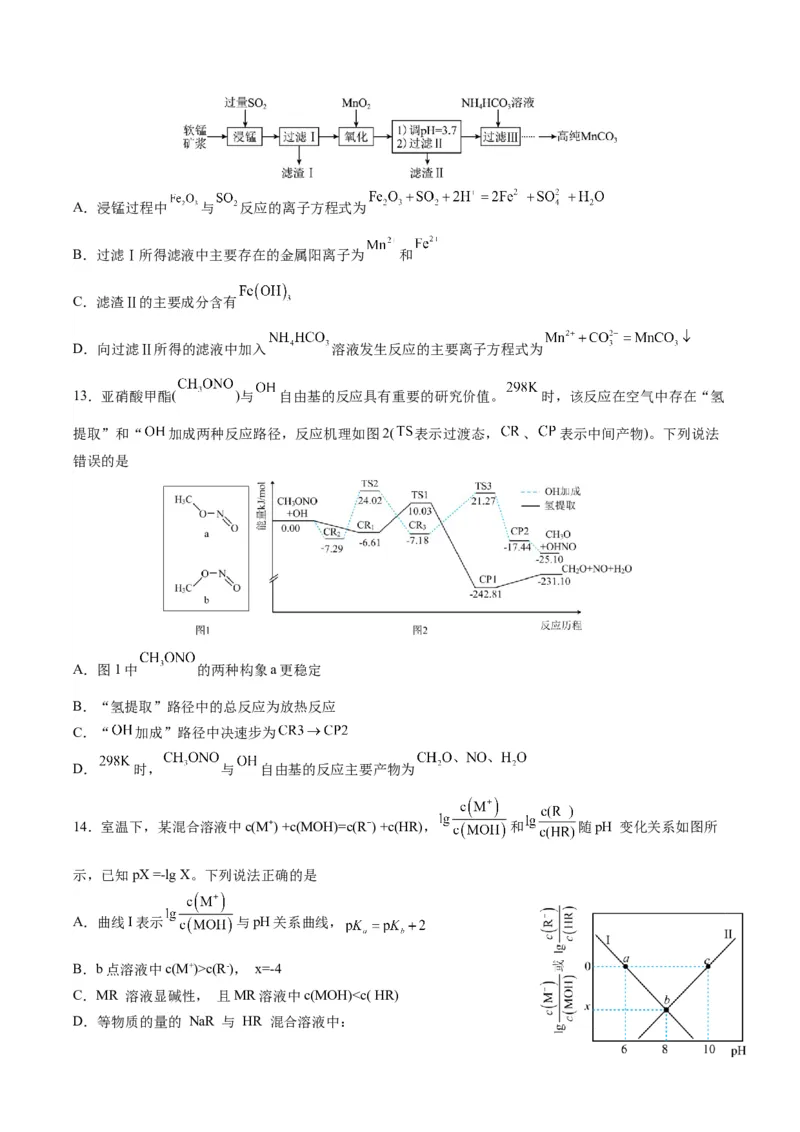 黄金卷02-赢在高考&middot;黄金8卷备战2024年高考化学模拟卷（河北专用）（原卷版）_05高考化学_2024年新高考资料_4.2024高考模拟预测试卷
