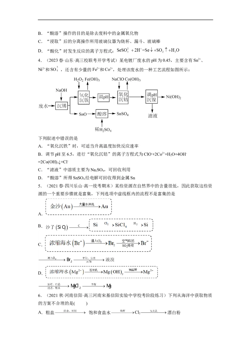 解密12化学工艺流程（分层训练）（原卷版）_05高考化学_通用版（老高考）复习资料_2023年复习资料_二轮复习_高频考点解密2023年高考化学二轮复习讲义+分层训练（全国通用）