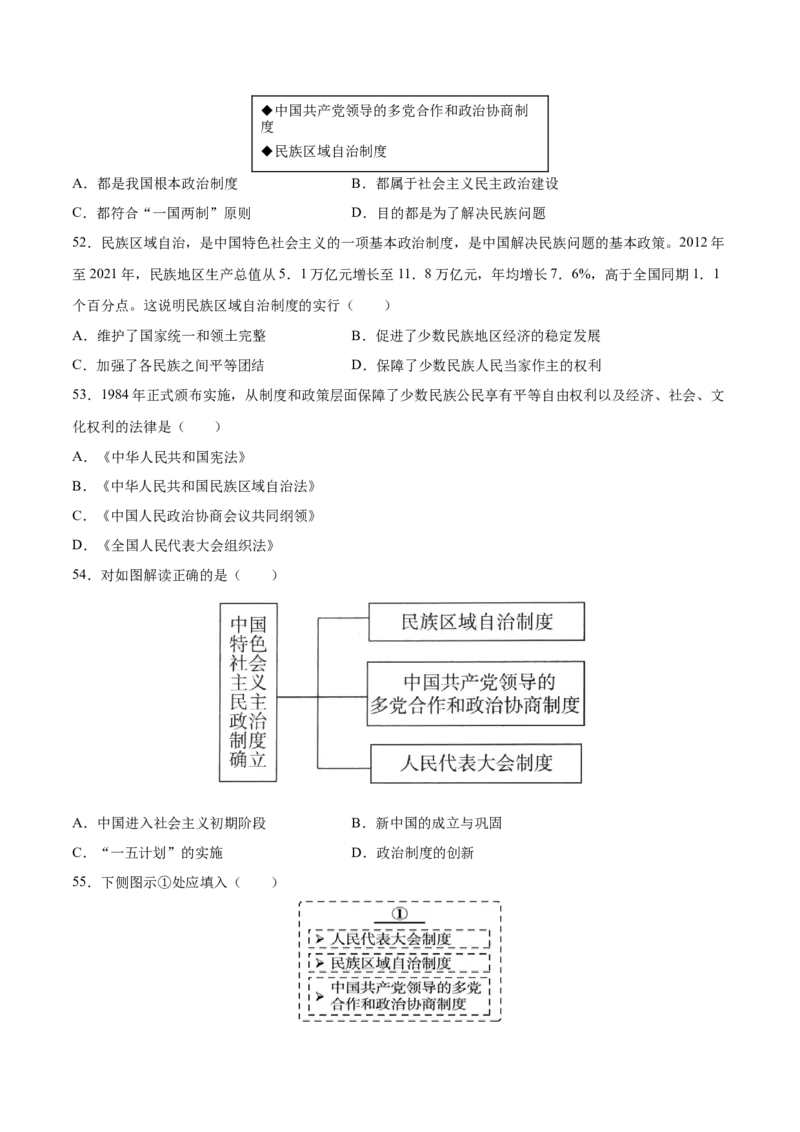 八下期末复习选择题专练100题（解题指导+专项练习）（原卷板）_新八下历史_00、更新资料3月23日_第二套(4)_期末专项复习-U269_2024版