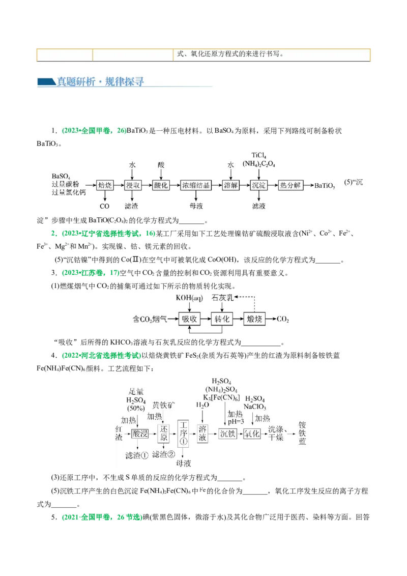 重难点突破&ldquo;陌生情景下&rdquo;方程式的书写(原卷版)_05高考化学_2024年新高考资料_2.2024二轮复习_2024年高考化学二轮复习讲练测（新教材新高考）