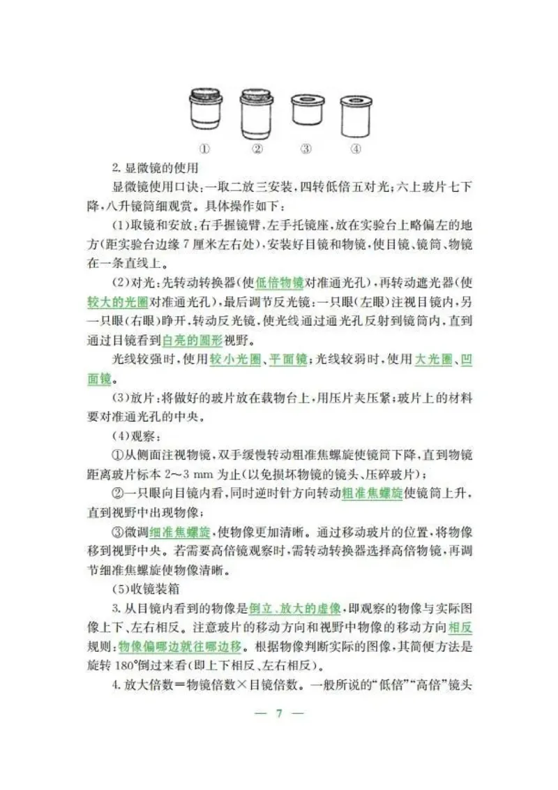 人教版初中生物七年级上册知识梳理_24秋《初中各科知识点梳理》_初中生物《知识梳理》7-8年级上下册_人教版初中生物7-8年级上下册知识点