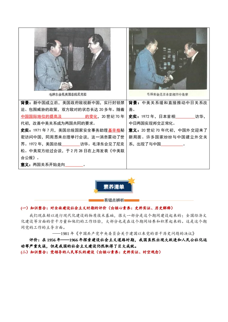 第二单元社会主义建设道路的探索（知识清单）历史新教材统编版八年级下册（挖空版）_新八下历史_00、更新资料3月23日_新版_第一套_04.知识清单