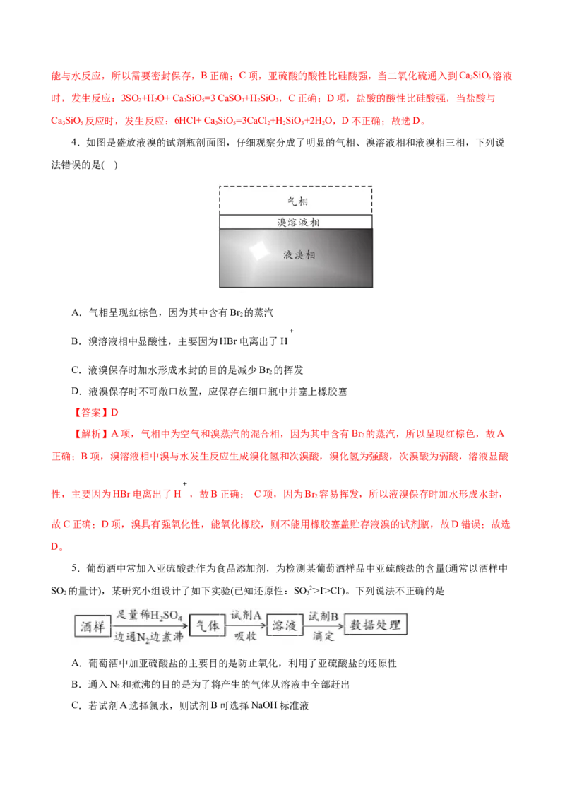 解密07非金属及其化合物（讲义）-高频考点解密2021年高考化学二轮复习讲义+分层训练（浙江专版）_05高考化学_新高考复习资料_2021新高考资料