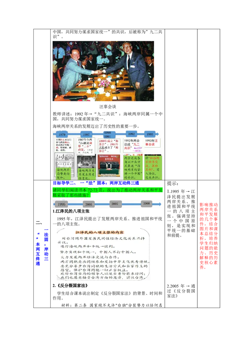 第14课海峡两岸的交往（教学设计）-（统编版）_新八下历史_19、赠送其它资料_旧版(1)_大单元教学课件+教学设计-U40_第四单元民族团结与祖国统一（12-14）