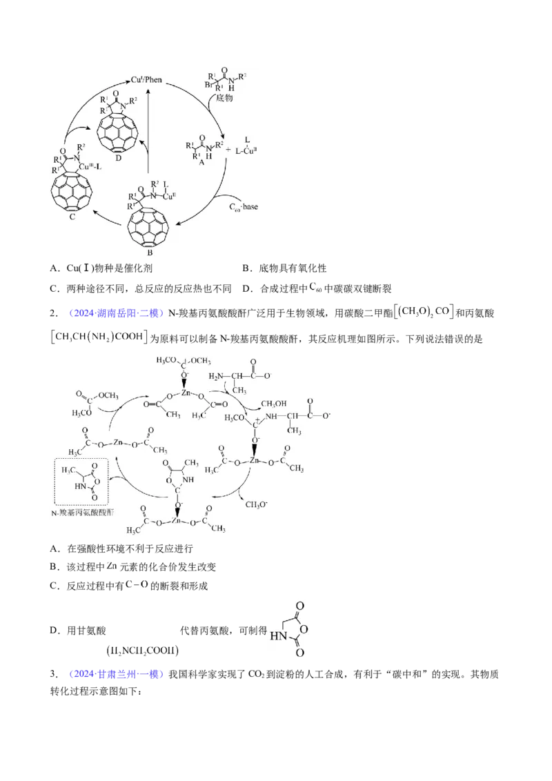 通关07反应历程探究与催化机理（原卷版）-备战2024年高考化学抢分秘籍（新高考专用）_05高考化学_2024年新高考资料_5.2024三轮冲刺_备战2024年高考化学抢分秘籍（新高考专用）322209527
