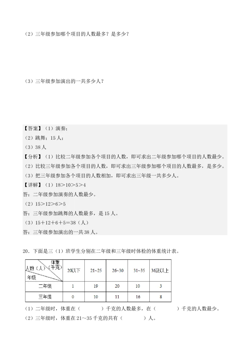 专项训练10：复式统计表（培优专练）（教师版）-（人教版）_26春人教版数学三下_00、更新资料3月18日_单元复习专项-K48_2025版