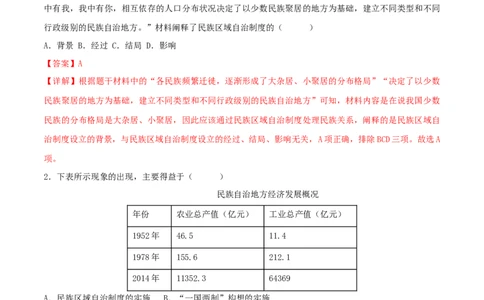 第四单元民族团结与祖国统一（A卷&middot;知识通关练）（解析版）_new_新八下历史_00、更新资料3月23日_新版_第三套_第二套_2026春季新版-持续更新中_10.试题_单元测试_分层AB卷