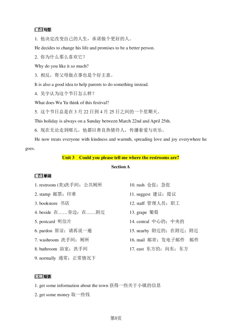24年人教版九上英语中考单词、短语、句子复习_24秋《初中各科知识点梳理》_2024秋《名师总结》知识点789年级全科_24秋《名师总结》知识点九年级全科