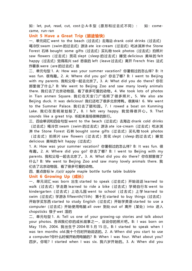 人教版新起点英语5年级下册知识点归纳_《小学各科知识点》_小学英语《知识梳理》3-6年级上下册_下册_人教新起点版小学英语1-6年级下册