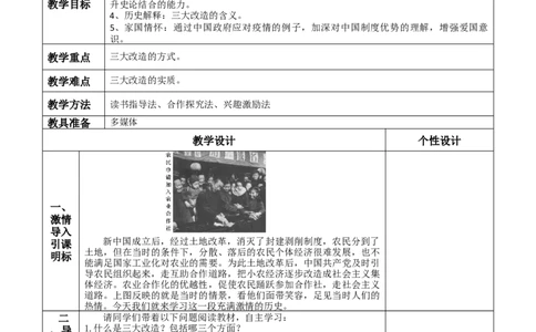 第5课三大改造-八年级历史下册_新八下历史_00、更新资料3月23日_第二套(4)_教学设计_教案1_第二单元