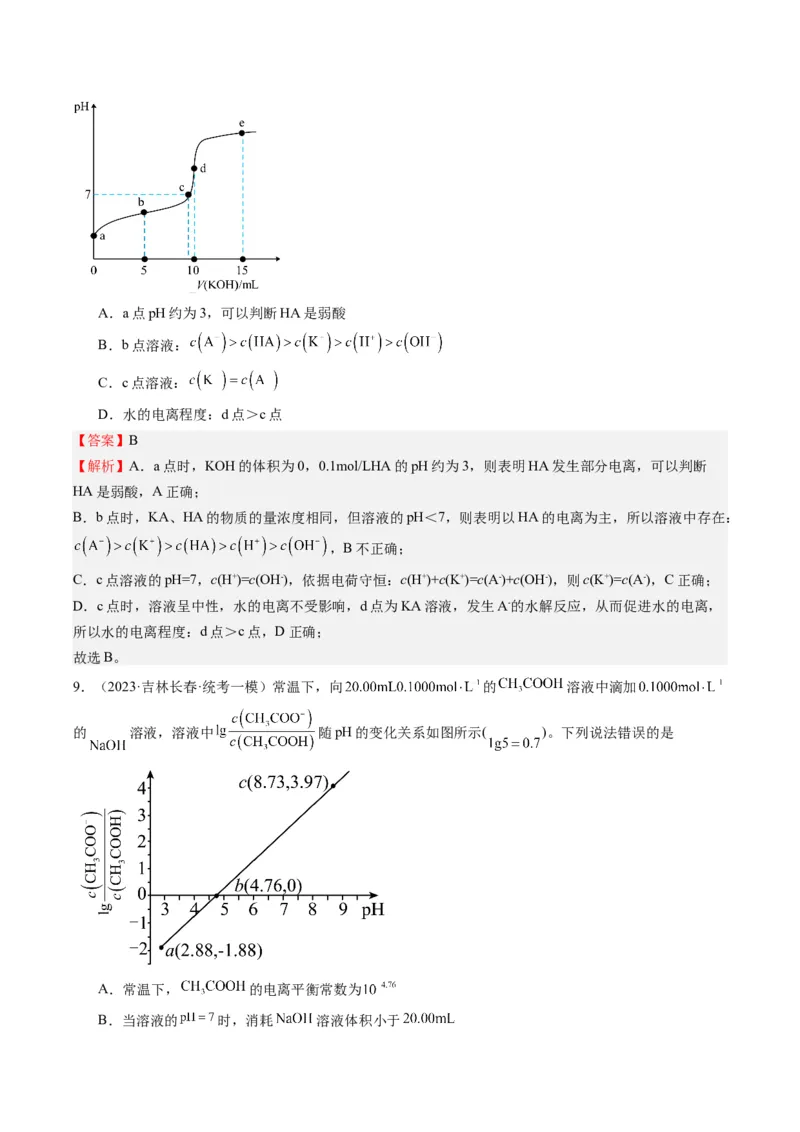 重难点09电解质溶液-（解析版）_05高考化学_2024年新高考资料_3.2024专项复习_2024年高考化学热点&middot;重点&middot;难点专练（江苏专用）