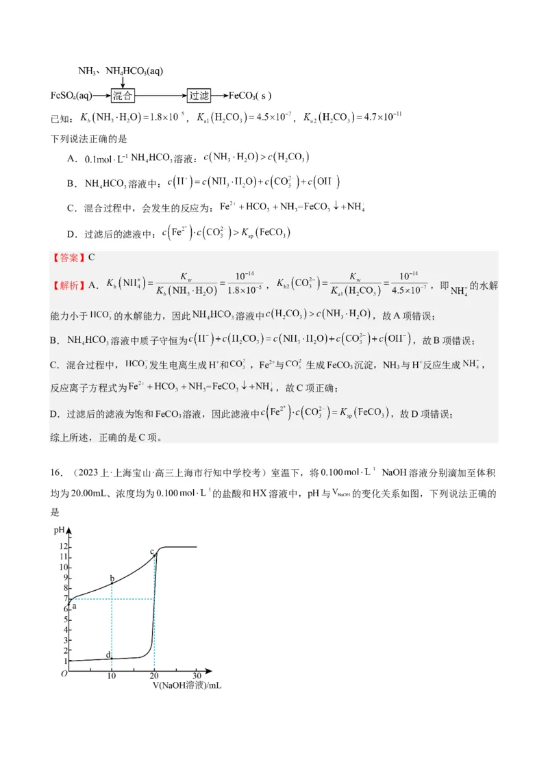 重难点09电解质溶液-（解析版）_05高考化学_2024年新高考资料_3.2024专项复习_2024年高考化学热点&middot;重点&middot;难点专练（江苏专用）