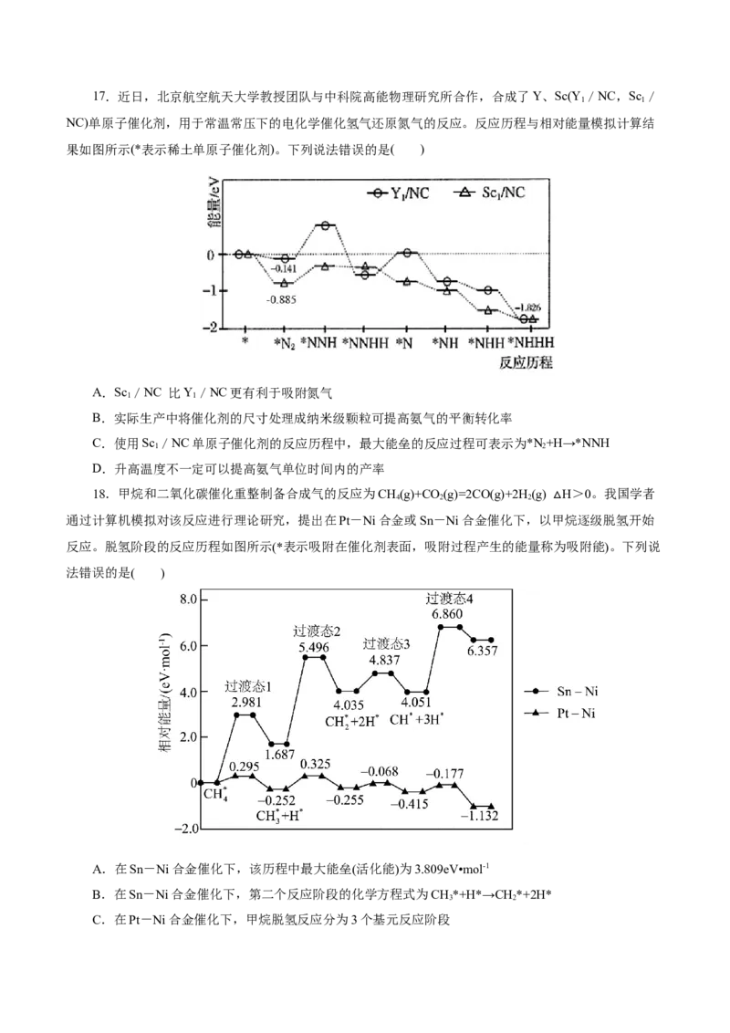 高考热点专项物质能量、能垒变化图像分析（原卷版）_05高考化学_2025年新高考资料_二轮复习_上好课2025年高考化学二轮复习讲练测（新高考通用）3379109_主题三化学反应原理