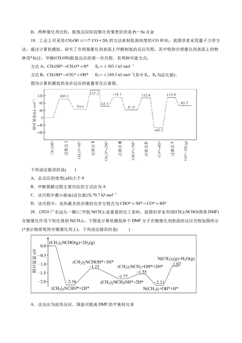 高考热点专项物质能量、能垒变化图像分析（原卷版）_05高考化学_2025年新高考资料_二轮复习_上好课2025年高考化学二轮复习讲练测（新高考通用）3379109_主题三化学反应原理