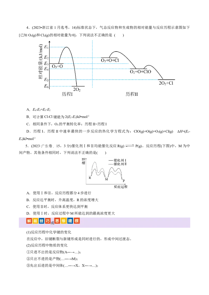 高考热点专项物质能量、能垒变化图像分析（原卷版）_05高考化学_2025年新高考资料_二轮复习_上好课2025年高考化学二轮复习讲练测（新高考通用）3379109_主题三化学反应原理