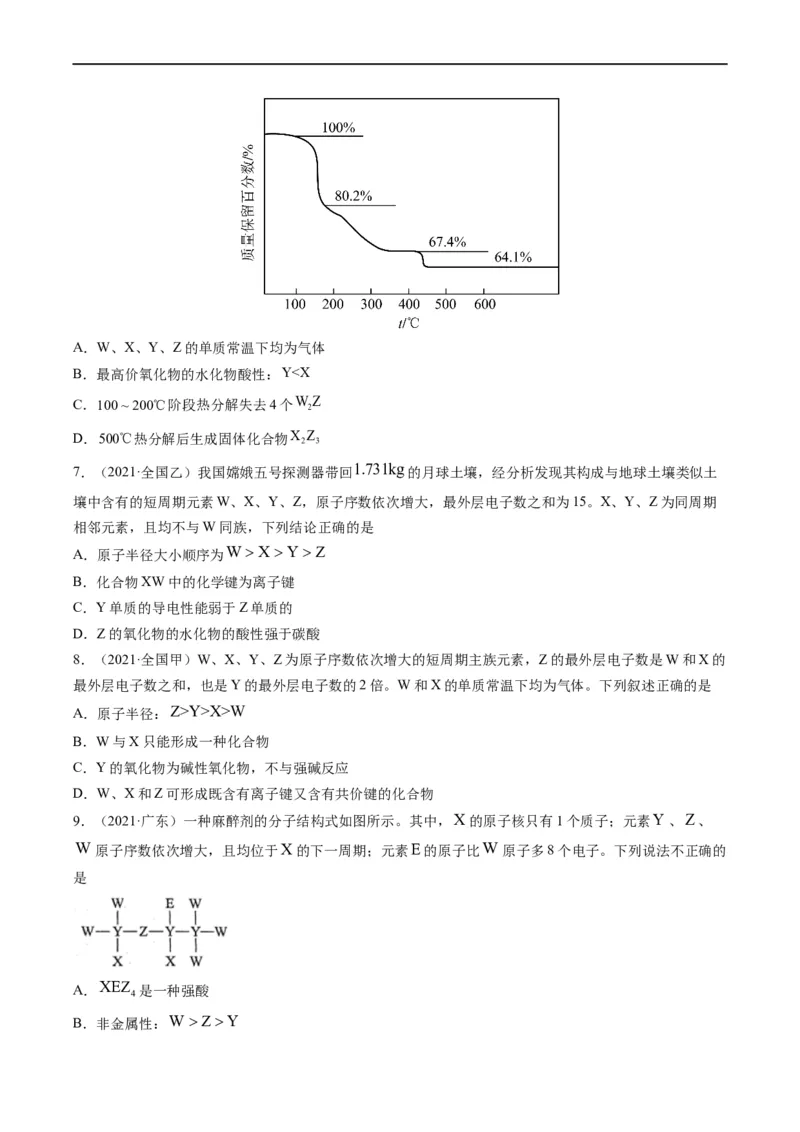 重难点10&ldquo;位、构、性&rdquo;综合推断（原卷版）_05高考化学_新高考复习资料_2023年新高考资料_专项复习_2023年高考化学热点&middot;重点&middot;难点专练（新高考专用）