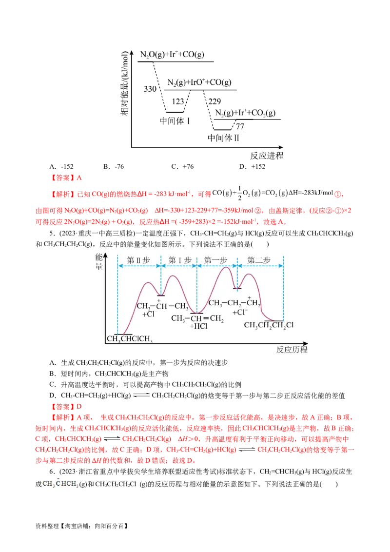 重难点突破反应机理的图象分析与应用(解析版)_05高考化学_新高考复习资料_2024年新高考资料_二轮复习资料_2024年高考化学二轮复习讲练测（新教材新高考）_配套练习（原卷版+解析版）