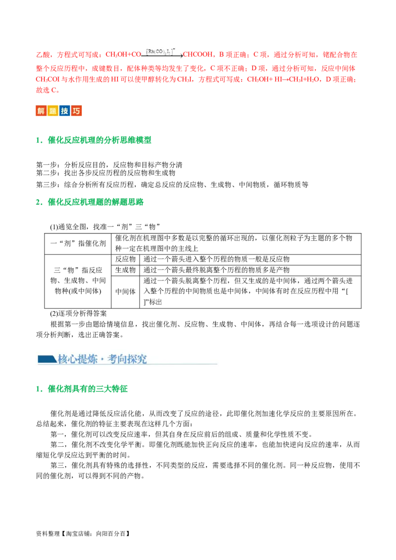 重难点突破反应机理的图象分析与应用(解析版)_05高考化学_新高考复习资料_2024年新高考资料_二轮复习资料_2024年高考化学二轮复习讲练测（新教材新高考）_配套练习（原卷版+解析版）
