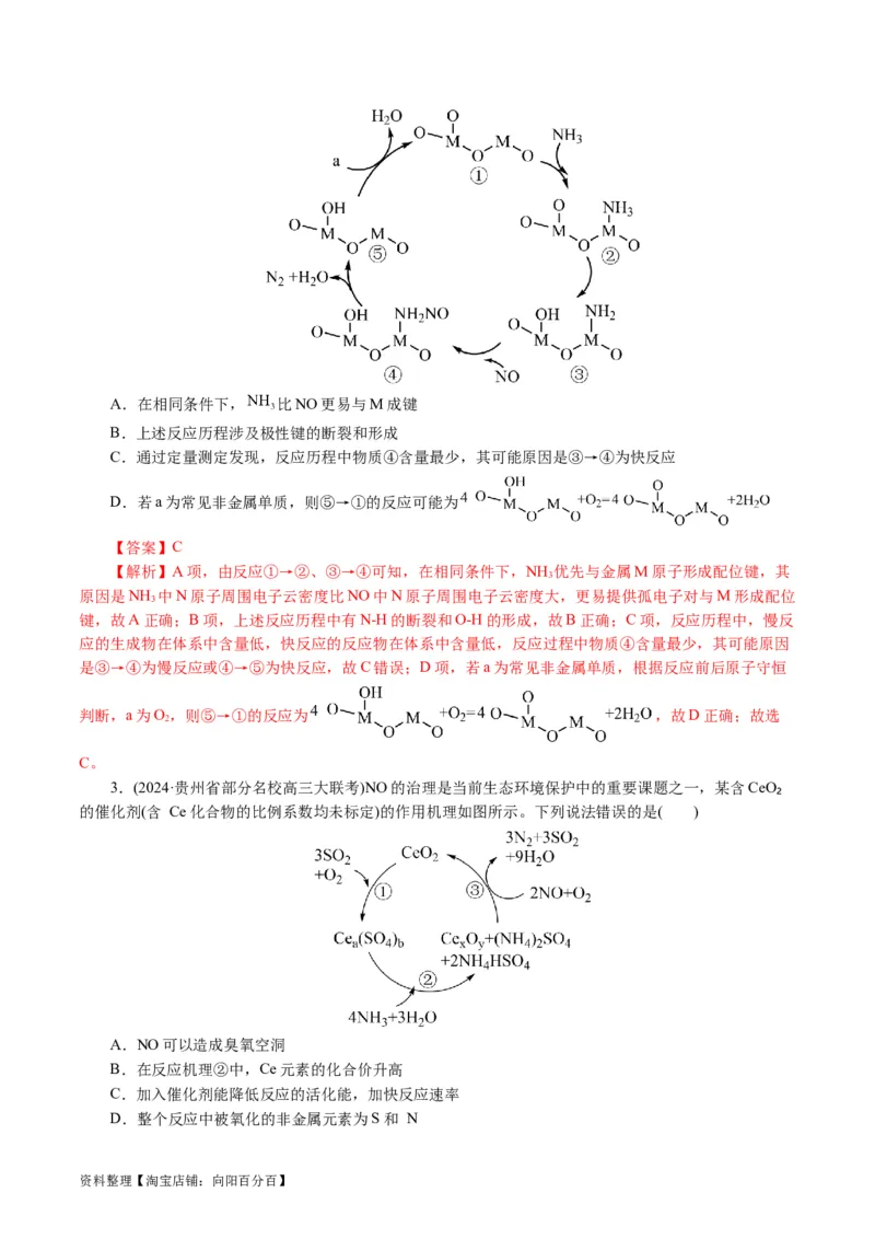 重难点突破反应机理的图象分析与应用(解析版)_05高考化学_新高考复习资料_2024年新高考资料_二轮复习资料_2024年高考化学二轮复习讲练测（新教材新高考）_配套练习（原卷版+解析版）